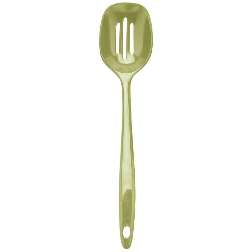 SPOON, SLOTTED, 11"L, WLW.GREEN, MELAMINE