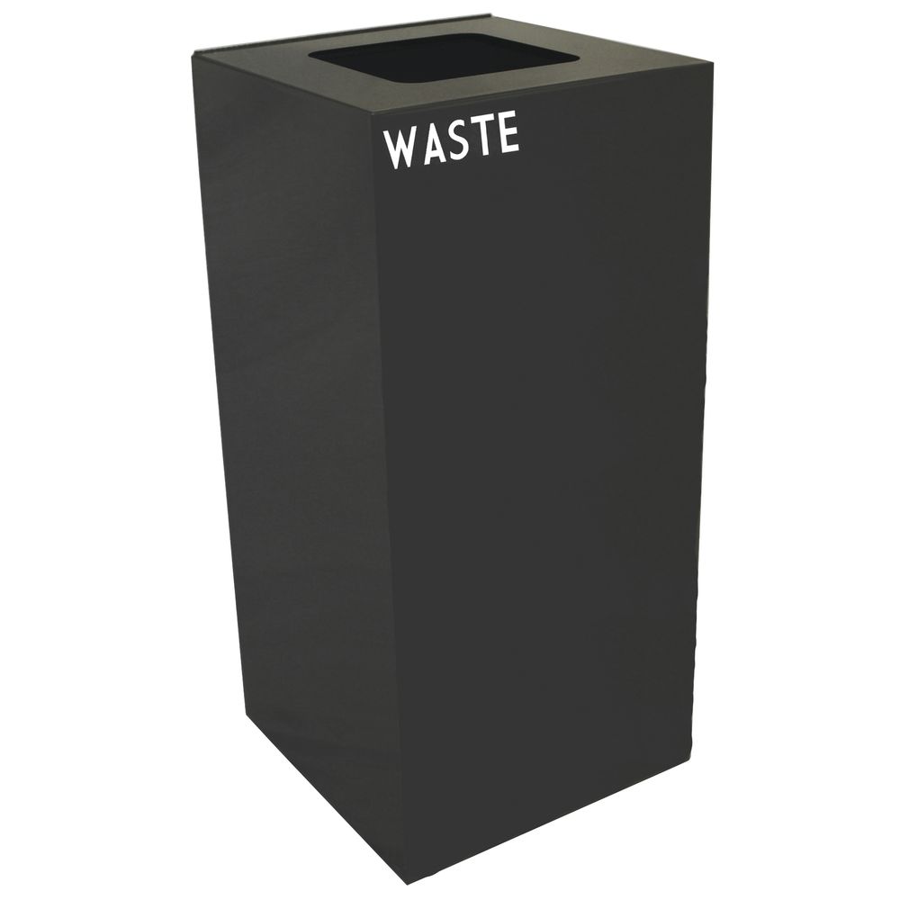 Square Recycle Bins|Square Recycle Bins|Hubert Squared Recycle Bin 32 Gal Square Opening 15" D x 15" W x 32" H Steel Charcoal|Square Recycle Bins