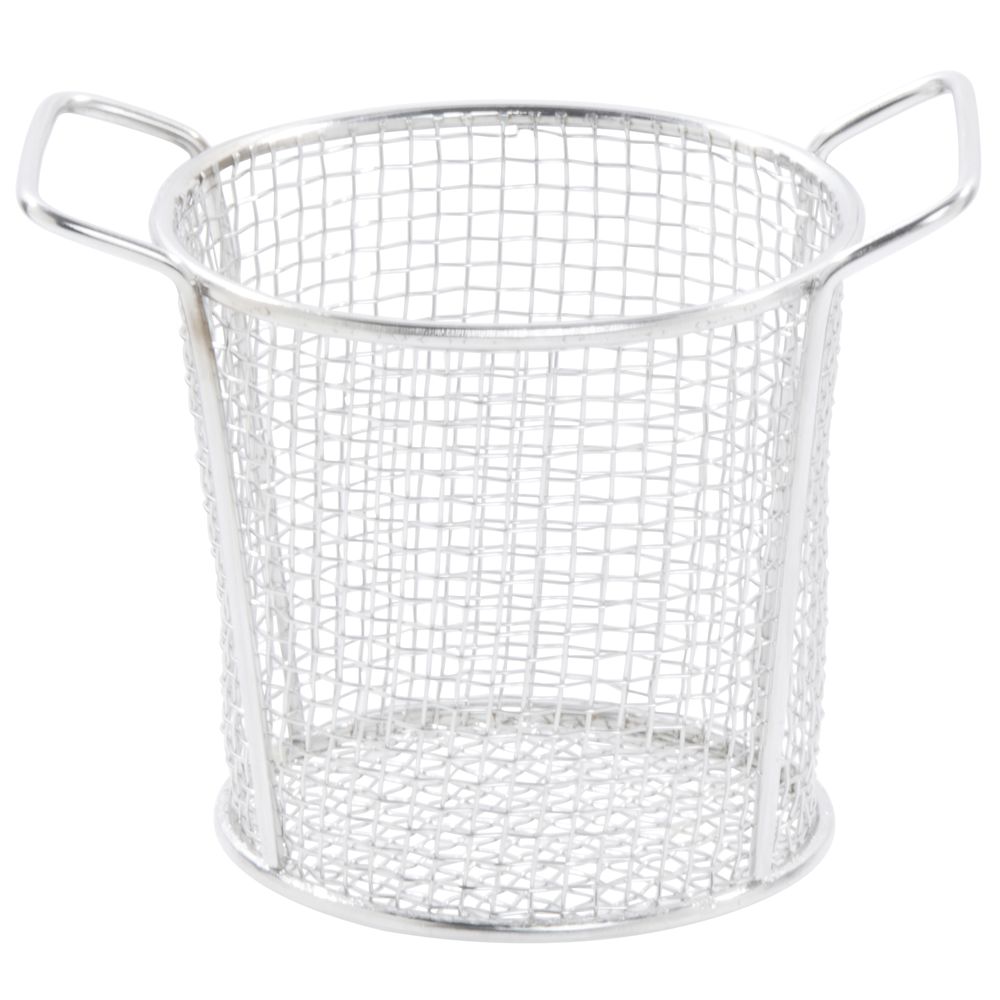 Serving Basket Round Stainless Steel 8" Dia x 3" H 