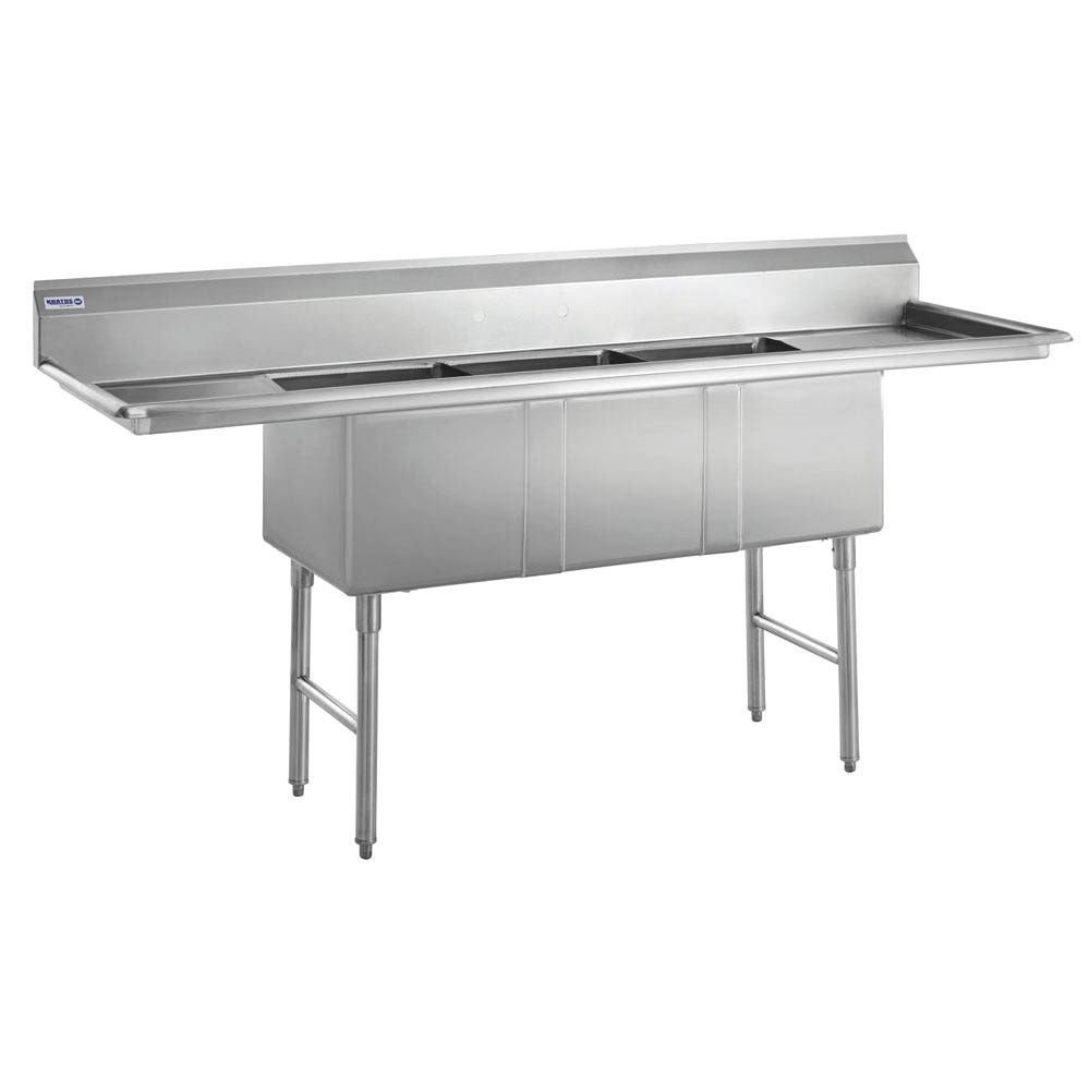Kratos 16Gauge Stainless Steel Sink with 2 Drainboards