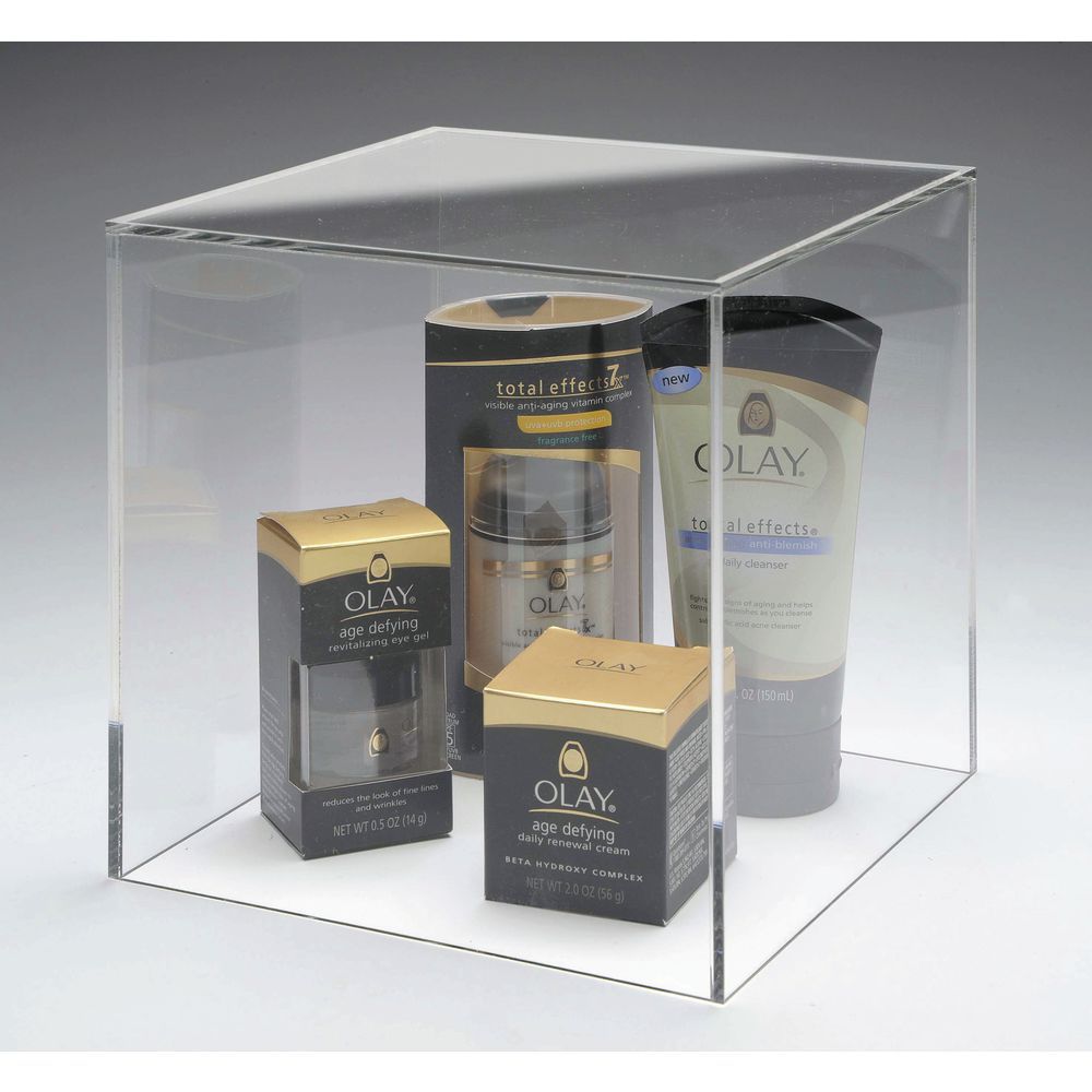 Square Acrylic Display Cube with Open Bottom