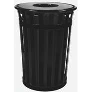 Witt 36 gal Black Steel Outdoor Steel Trash Receptacle With Flat Top ...