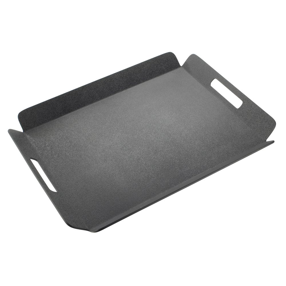 G.E.T. Black SAN Plastic Faux Wood Serving Tray with Handles - 25