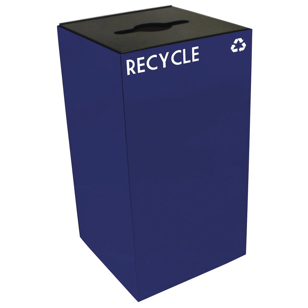 HUBERT&#174; Blue Recycling Container with Combo Opening 28 Gal|Hubert Squared Recycling Containers 28 Gal Combo Opening 15" D x 15" W x 28" H Steel Blue