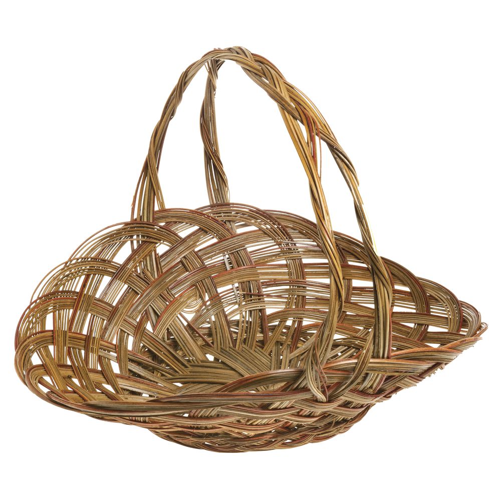 Two Tone Coco Rib Basket With 9 H Handle 13 L X 10 W X 3 1 2 H