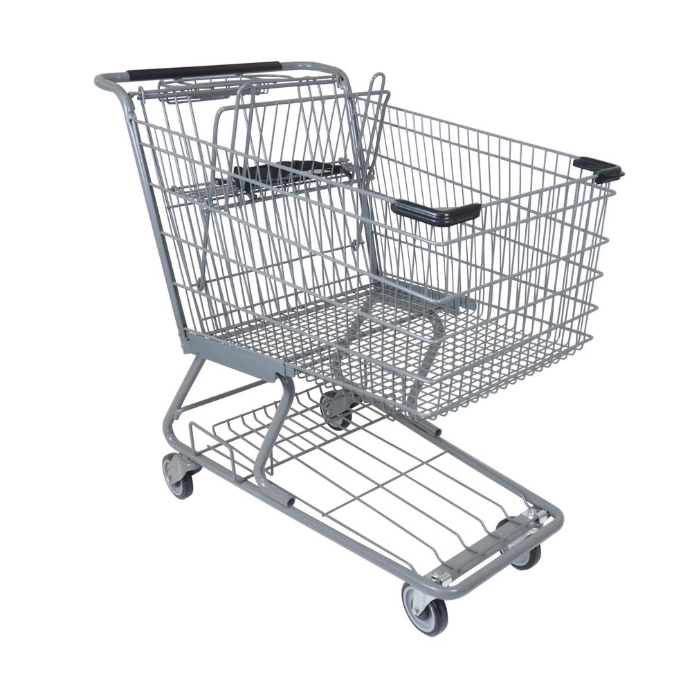 Versacart Single Basket Metallic Grey Metal Express Shopping Cart with