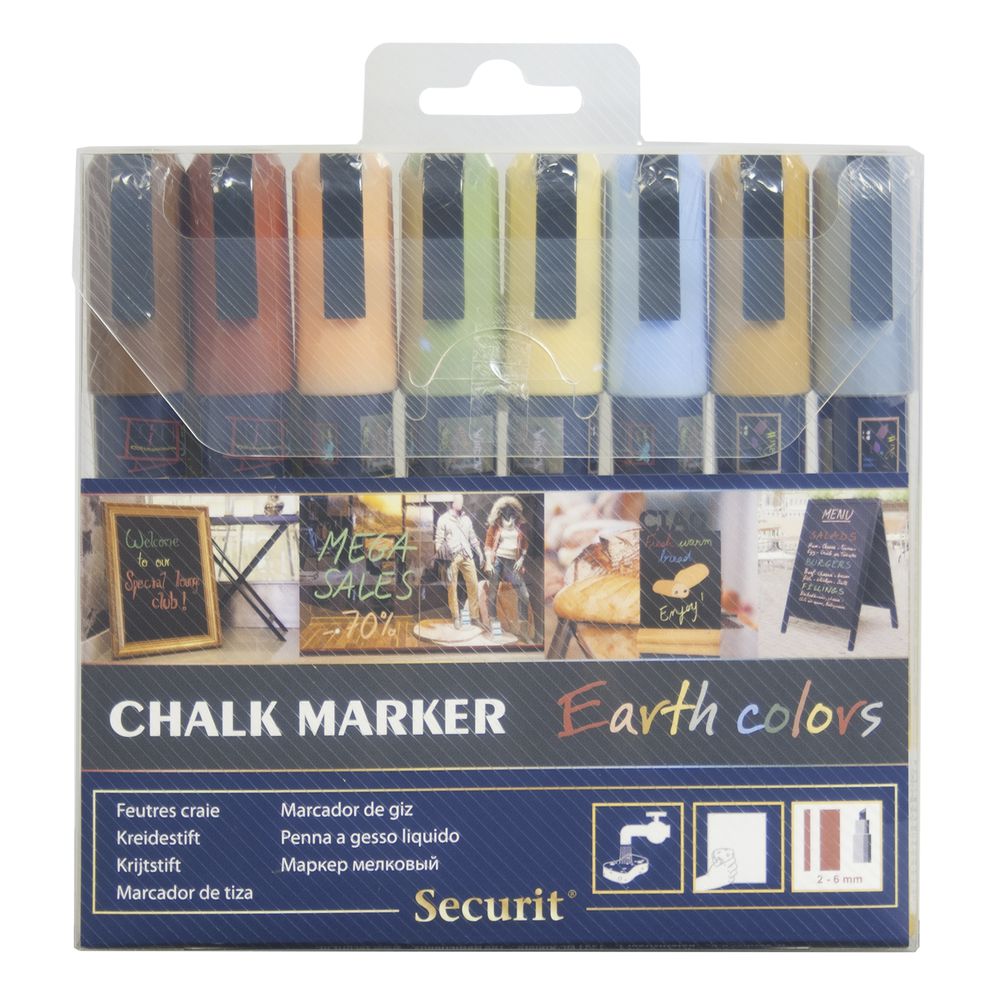 Securit White Fine Point Chalk Markers Set of 4