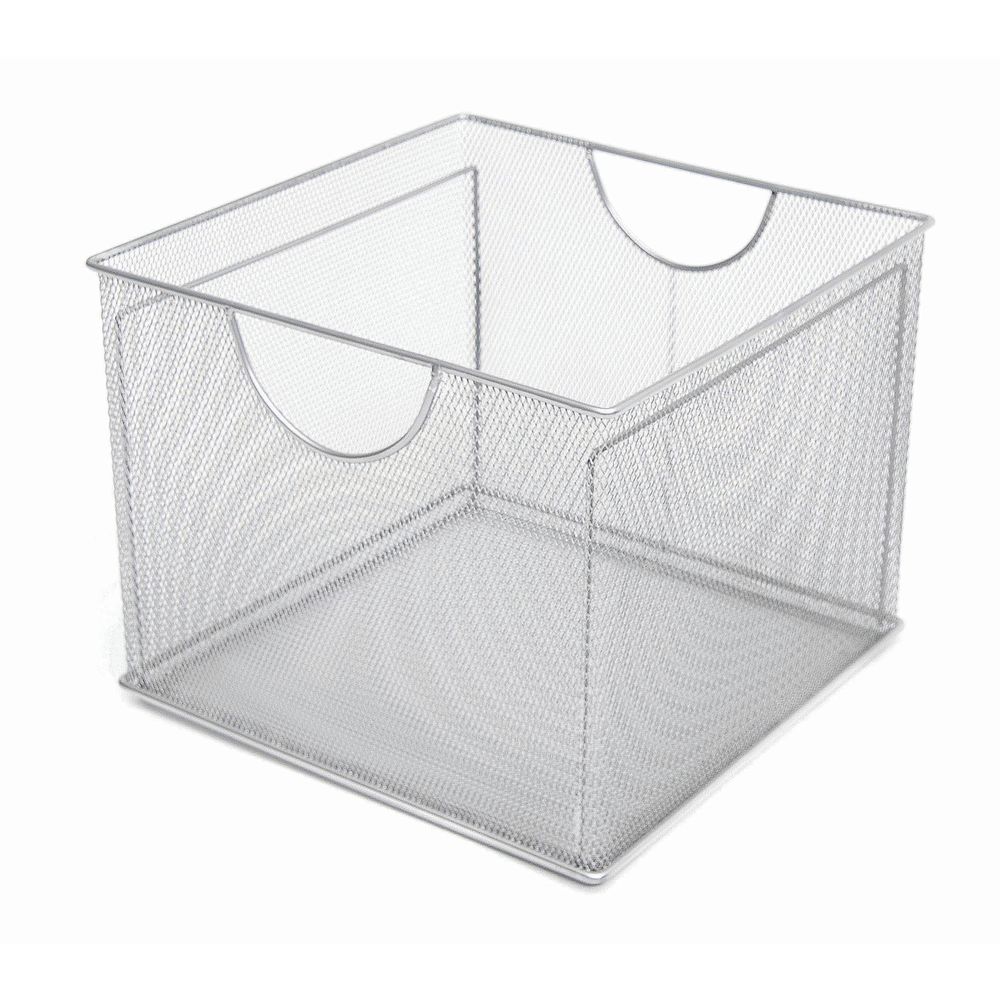 Silver Mesh Rectangular Container Is 13 1/2"L x 14"D x 11"H 