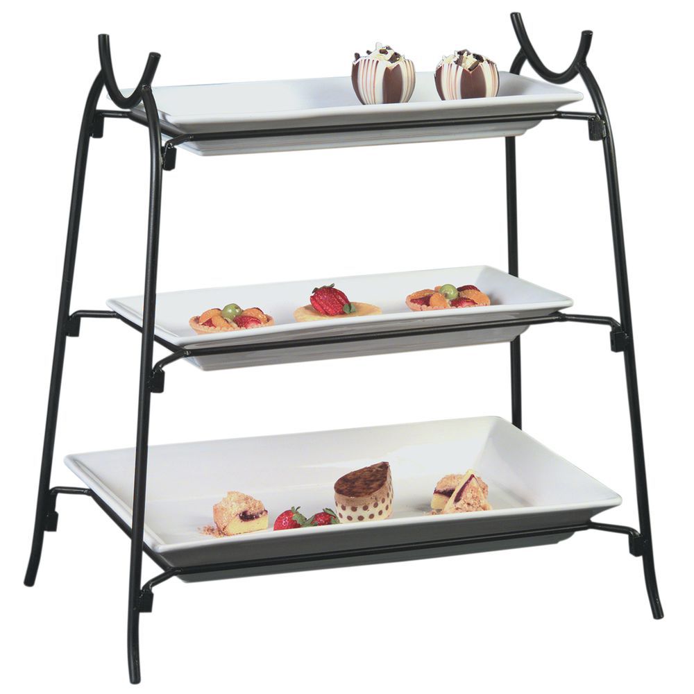 American Metalcraft Rectangular 3 Tier Black Powder Coated Metal