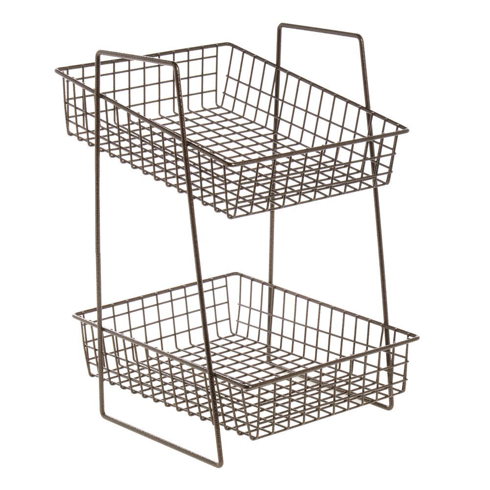 Expressly Hubert Espresso Wire 2 Tier Basket Stand 10 1 4 L X