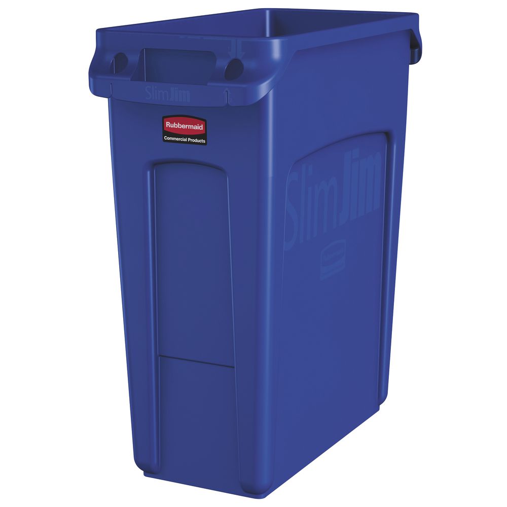 Rubbermaid&#174; Slim Jim&#174;  Commercial Garbage Can 16 Gal 23 3/8 L x 11 W x 24 7/8 H Blue