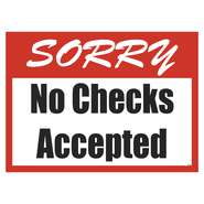 Sorry "No Checks Accepted" Sign