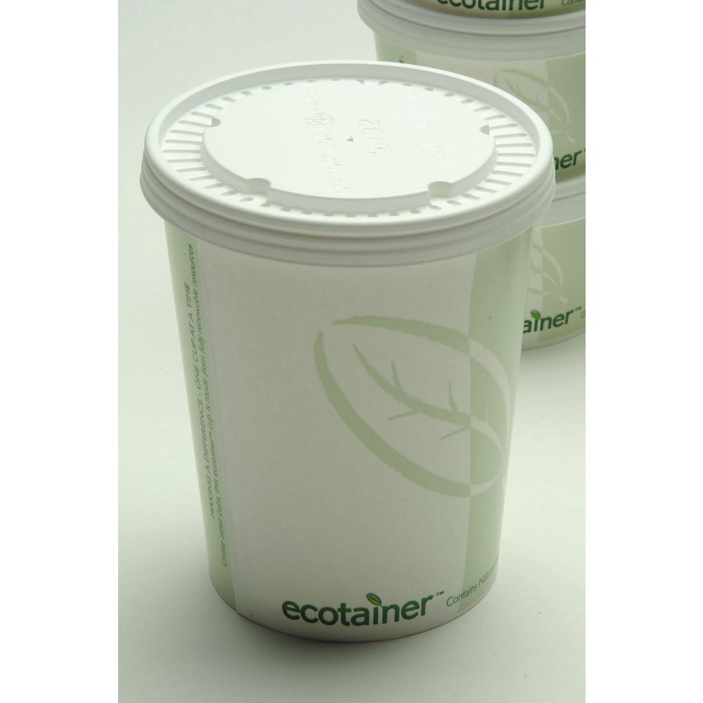 Graphic Packaging 312603028 Ecotainer™ Polystyrene 12 Oz Soup Cup Flat Lids  - 4 1/4Dia. x 1/2H