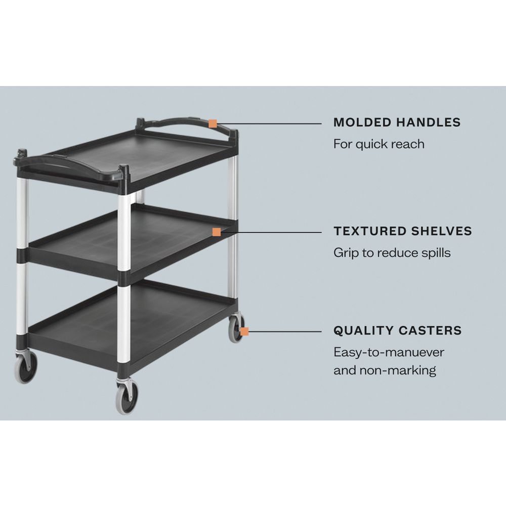 Cambro Black 3-Shelf Utility Cart - 40