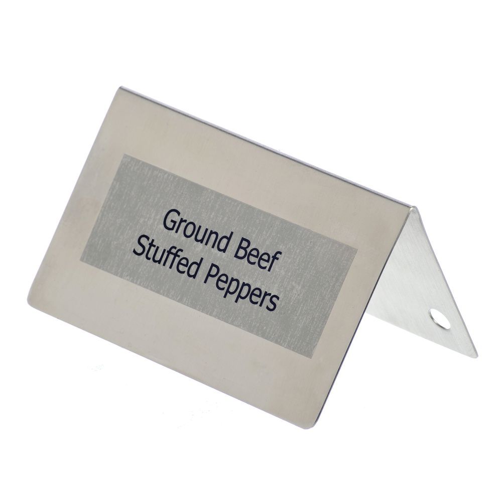 Stainless Table Tent Signs Brushed Finish 3 1/2"L x 2"H