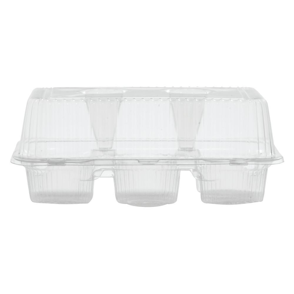 Large 6-Count Hinged Plastic Cupcake Holder - 9 1/2L x 7W x 4H