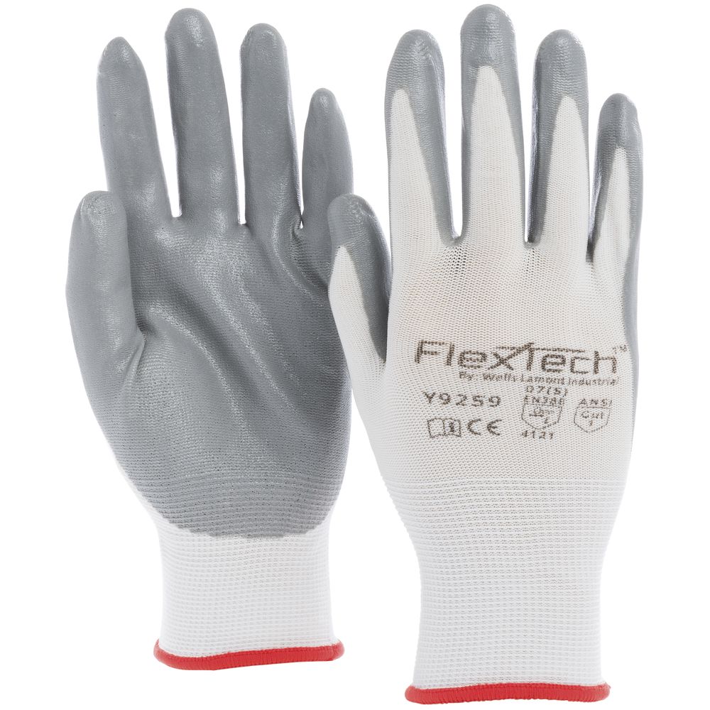 Tucker Safety FlexTech™ White Knit Work Gloves with Grey Nitrile 