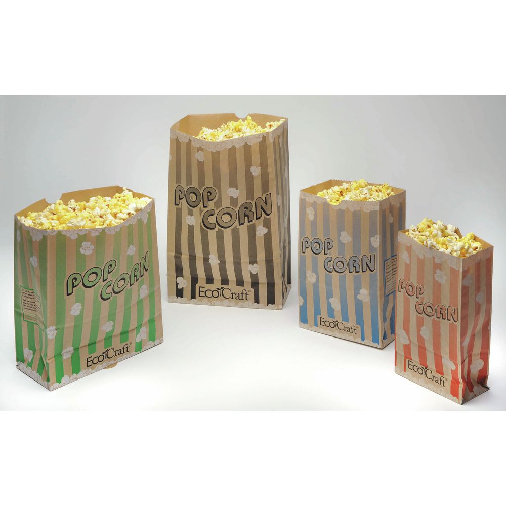With Black Stripes Package of 100 EcoCraft Popcorn Bags 170oz 