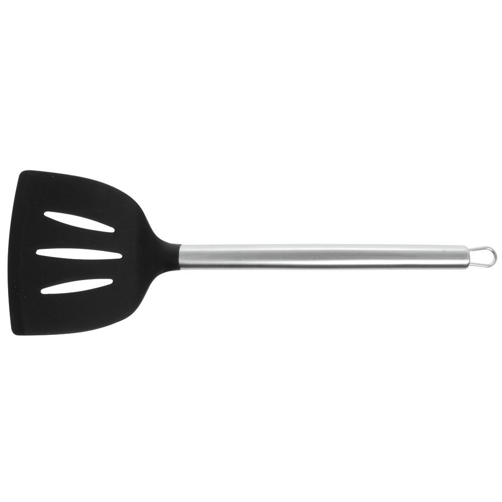 12'' Black Nylon Slotted Spatula Stainless Steel Handle Kitchen Tools