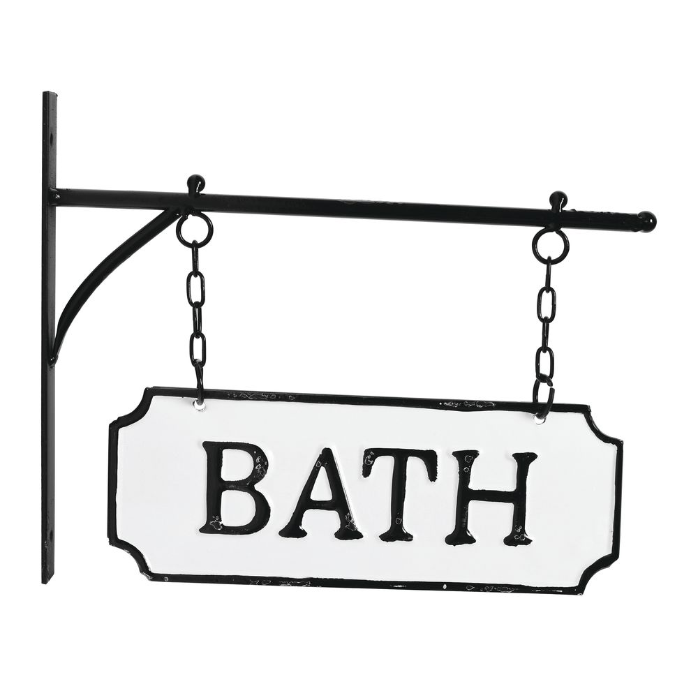 Park Hill Metal Sign w/ Hanging Display Bar, Bath 13"L x 1"W x 10 1/2"H