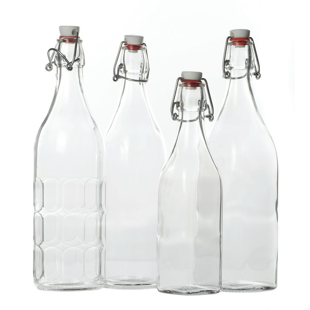 1 Liter (34 oz) Clear Moresca Glass Bottle with Swing Top