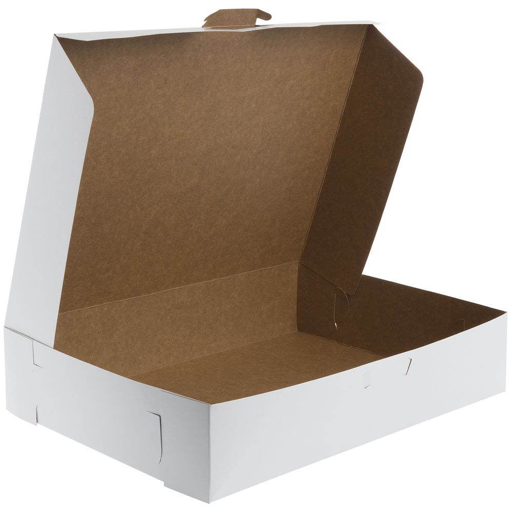 Single Piece Bakery Box 19"L x 14"W x 4"H White Paperboard
