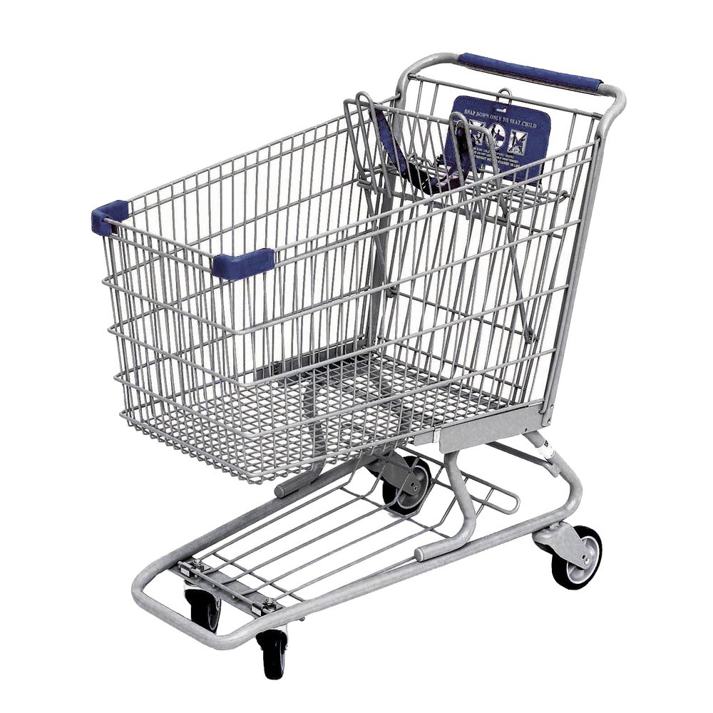 Technibilt Coated Wire Shopping Cart With Blue Accents - 35 3/4
