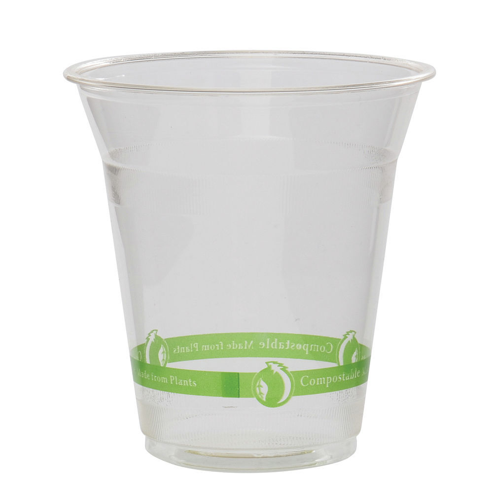 12 oz Jaya® Ingeo™ Clear Cups Clear with Green Imprint - 3 3/4Dia