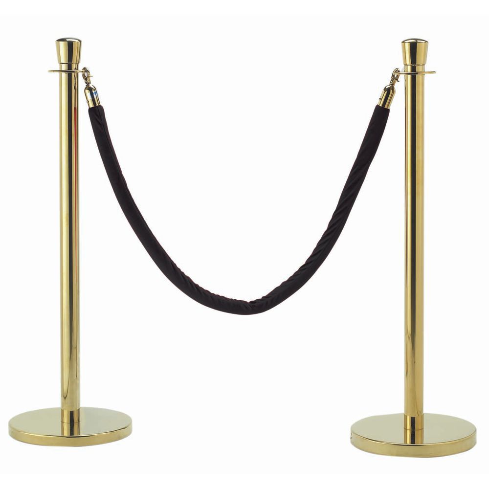 Pack of 2 Poles Yellow/Black ComeAlong Crowd Control Stanchion Polished Brass Pole with 11 Heavy Duty Horizontal Striped Belt and Lock