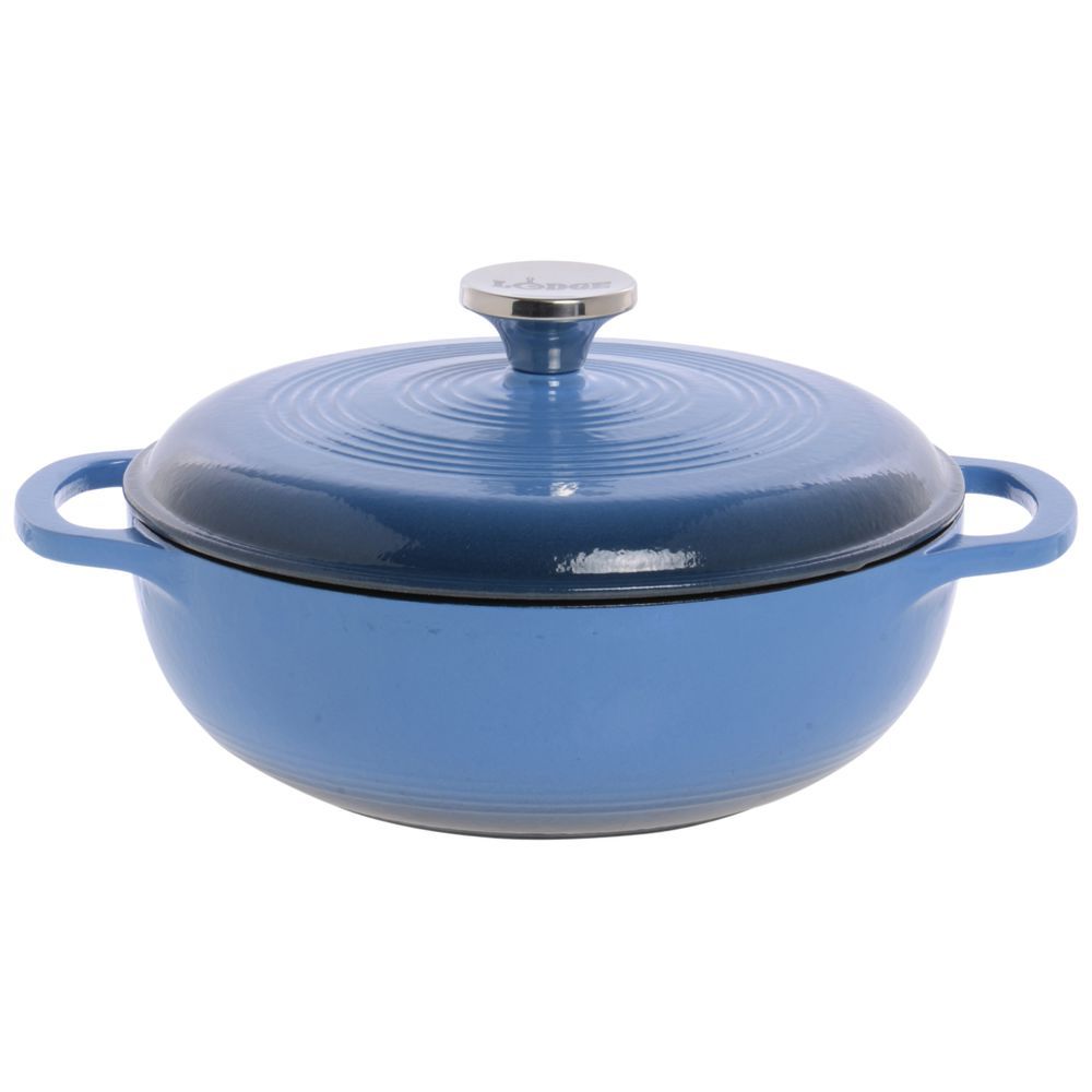 6QT Enamel Cast Iron Dutch Oven with Loop Handles, Covered Dutch Oven,  Enamel Stockpot with Lid, Blue