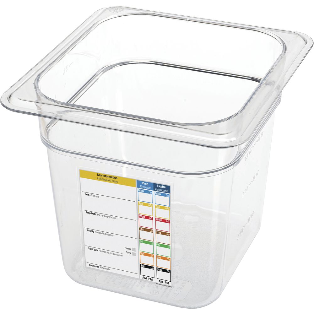 Carlisle StorPlus™ 1/6 Size Food Pan with Perma Label - 6 3/4