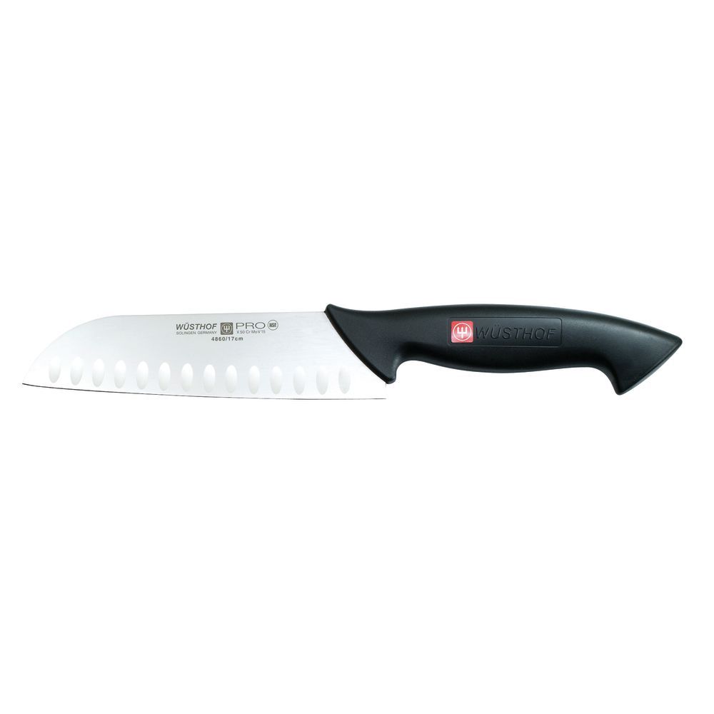 HUBERT Stainless Steel Granton Edge Santoku Knife with Green