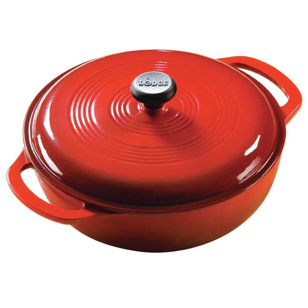 Lodge 3 qt Island Spice Red Enameled Cast Iron Dutch Oven - 12 3/4