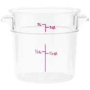 Cambro Camwear® 1 qt Round Clear Plastic Food Storage Container - 6 1/ ...