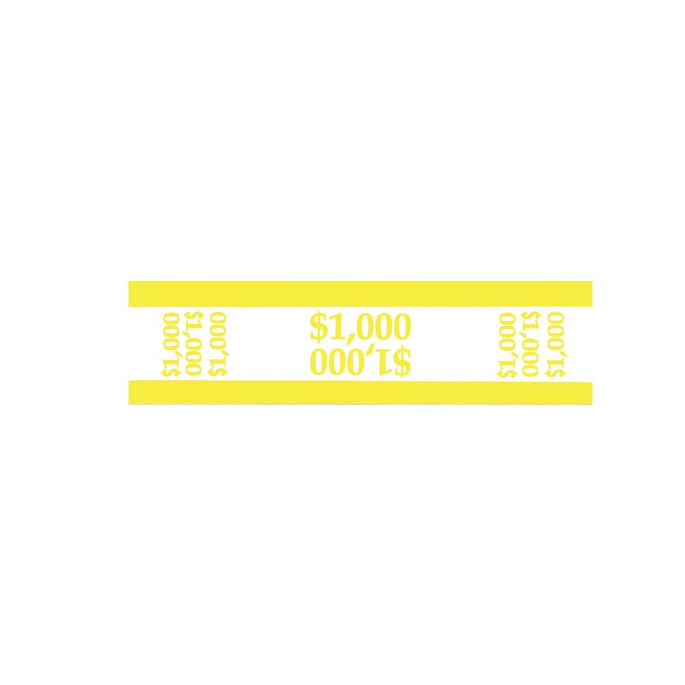 MMF Ind $1,000 Yellow Paper Currency Straps - 7 1/2L x 2 2/5H