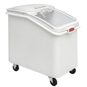 Carlisle BIN2702 27 Gallon / 430 Cup White Flat Top Mobile Ingredient  Storage Bin with Sliding Lid