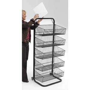 HUBERT® Spinning Display Rack with 144 Clips Black Powder Coated Steel -  16Dia x 62H 