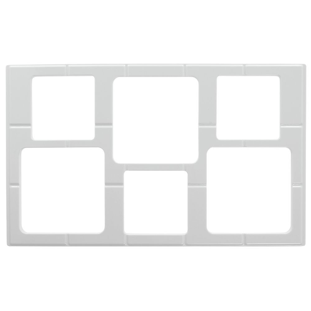Melamine Food Bar Tile Full Size with 3 Cutouts for #91801 and 3 Cutouts for #10094  in White  21 1/2"L x 13 1/8"W|Melamine Food Bar Tile Full Size with 3 Cutouts for #91801 and 3 Cutouts for #10094  in White  21 1/2"L x 13 1/8"W