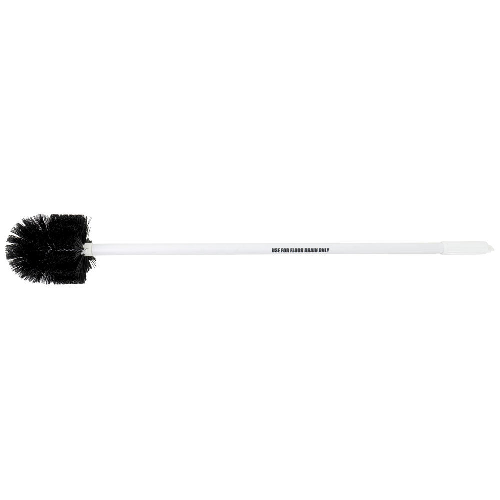 White Plastic 3' Rigid Handle Drain Brush With Black Bristles - 6Dia