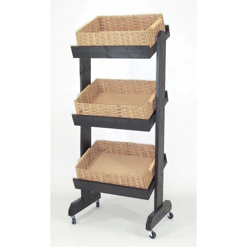 Wooden Black Basket Tray Display Stand 26 3 4 L X 18 1 2 D X 55 H