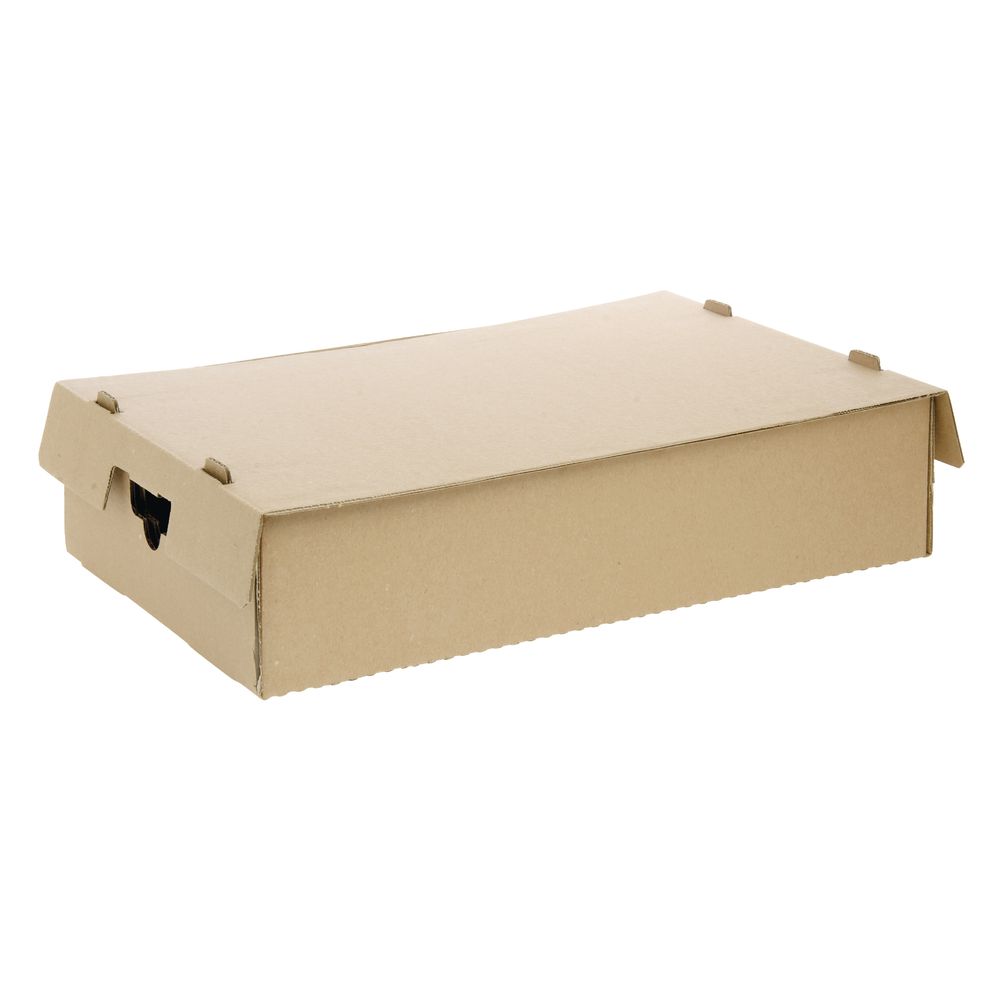 Corrugated Stackable Kraft Catering Box With Lid - 18 3/4" x 14 1/2" x