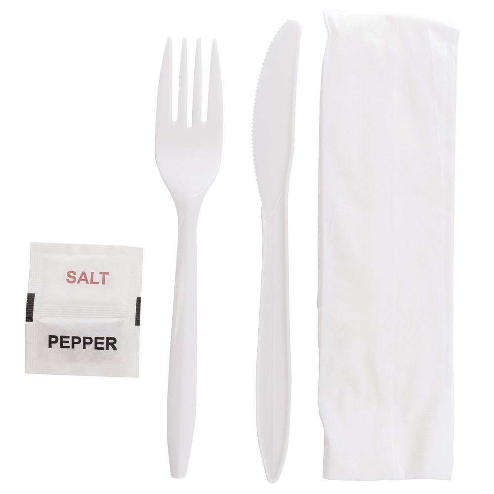 Napkin 500-Pack Disposable White Plastic Cutlery Set Salt and Pepper Packets 