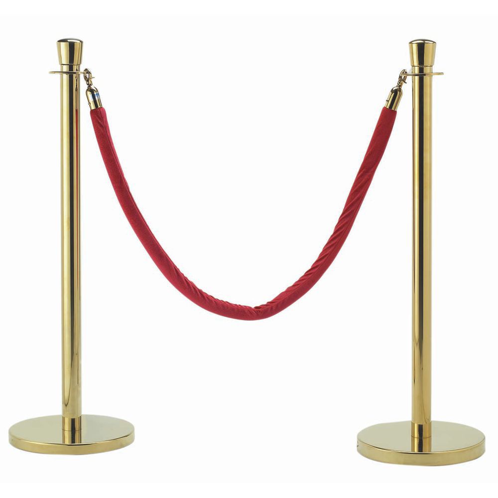Aarco Products Inc. Brass Rope Queuing System with Red Rope - 12Dia x 40H
