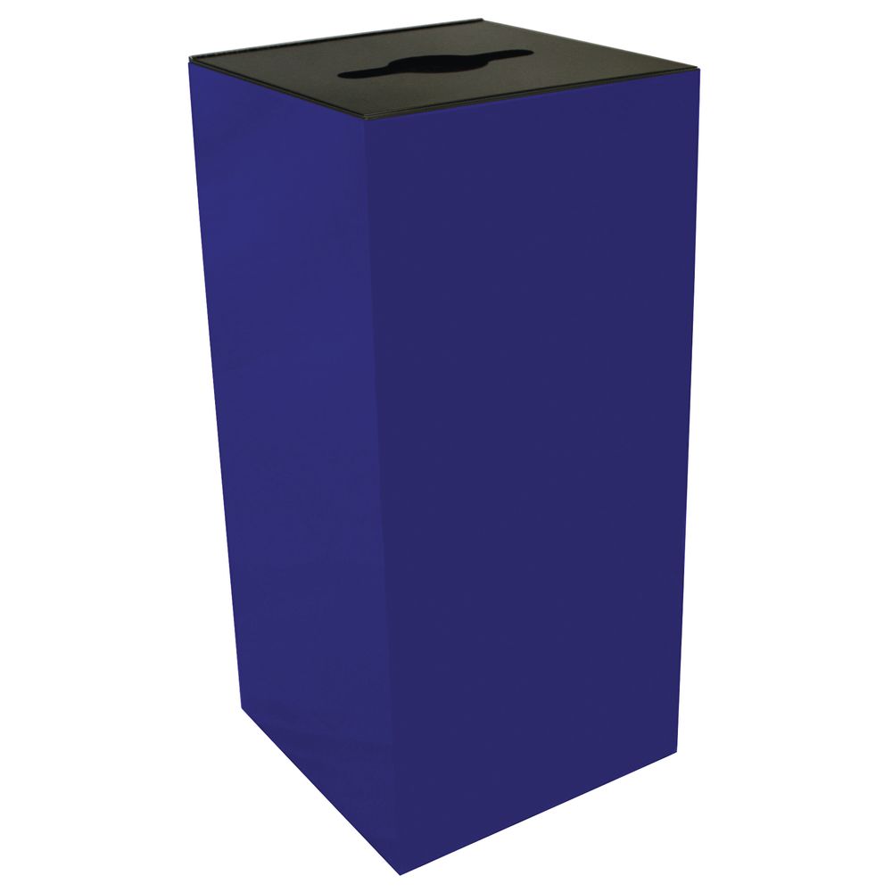 HUBERT Squared Recycling Container 32 Gal Combo Opening 15" D x 15" W x 32" H Steel Blue|Hubert Squared Recycling Container 32 Gal Combo Opening 15" D x 15" W x 32" H Steel Blue