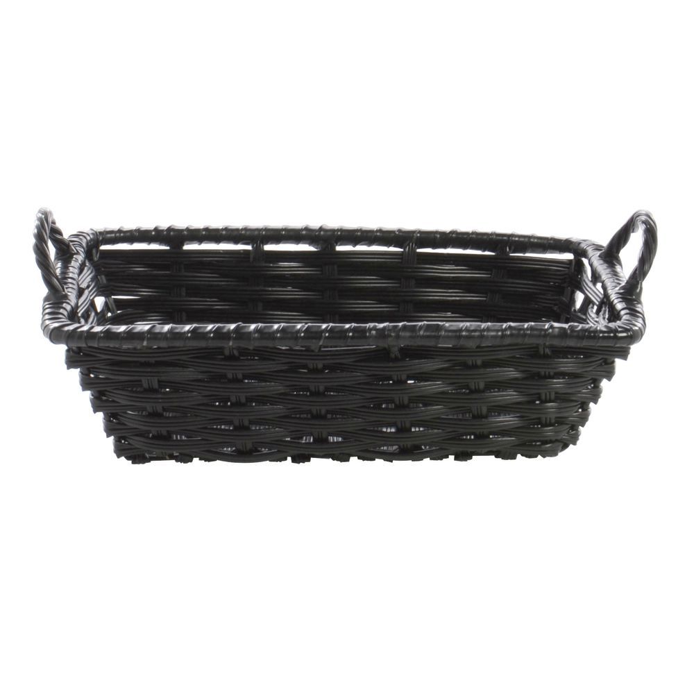 Rectangular Natural Polypropylene Single Cord Washable Basket With Handles  - 8L x 11W x 3H