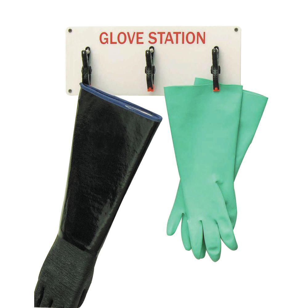 Expressly Hubert® White Plastic 3-Clamp Glove Station Organizer - 14 3/ ...