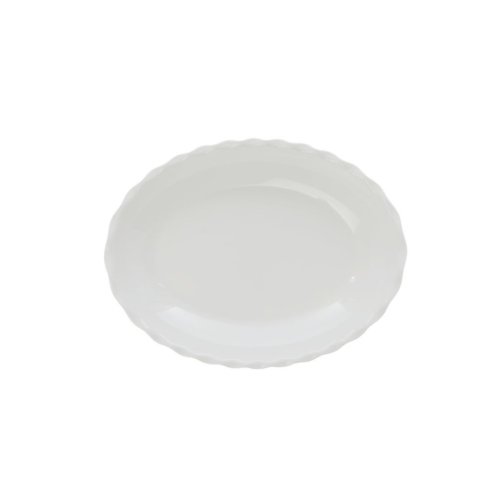 Cambro Scalloped Deli Platter in White SAN Plastic 15 3/4"L x 12"W x 2.25"H
