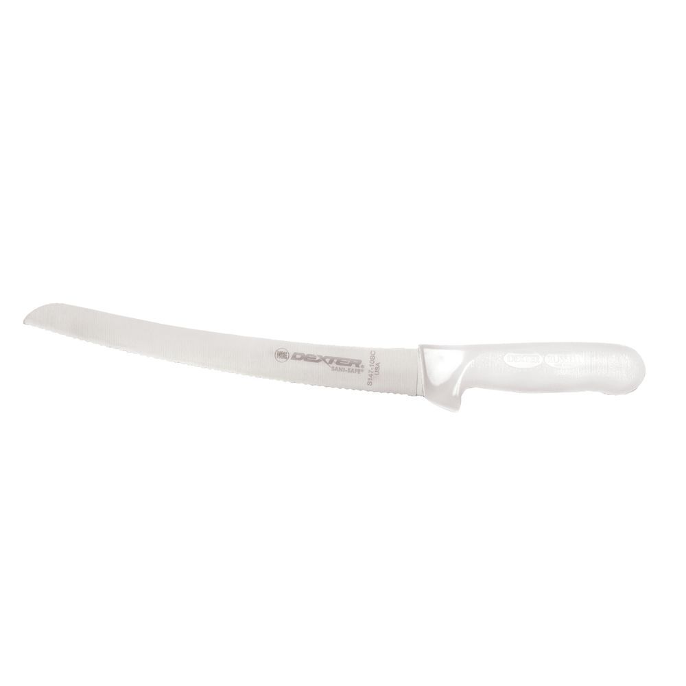 BREAD KNIFE, 10" SCALLOPED, WH POLY HAND