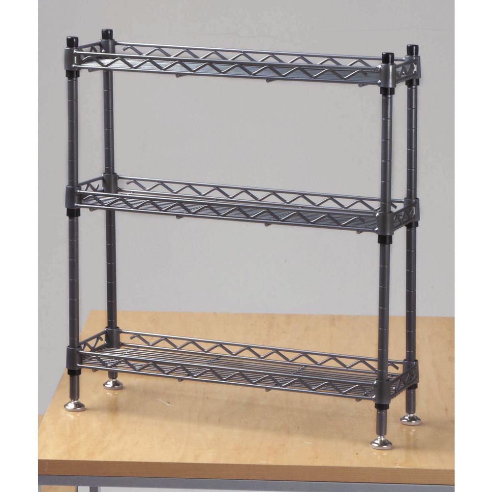 Hubert Flint Steel Narrow Countertop 3 Shelf Display 18 L X 6 D