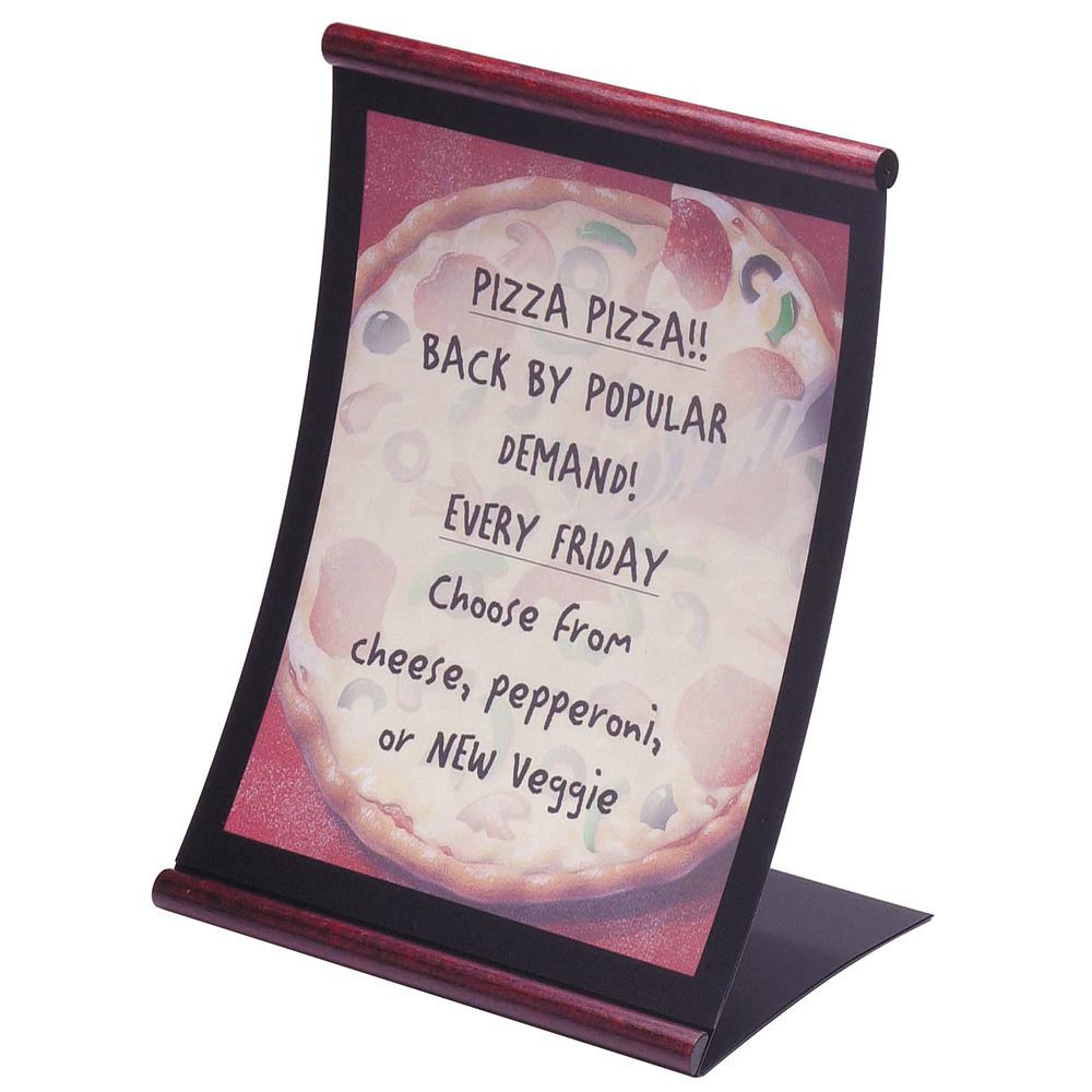 Concurva Black Metal Table Top Sign With Wood Trim Cherry Finish 9 1/